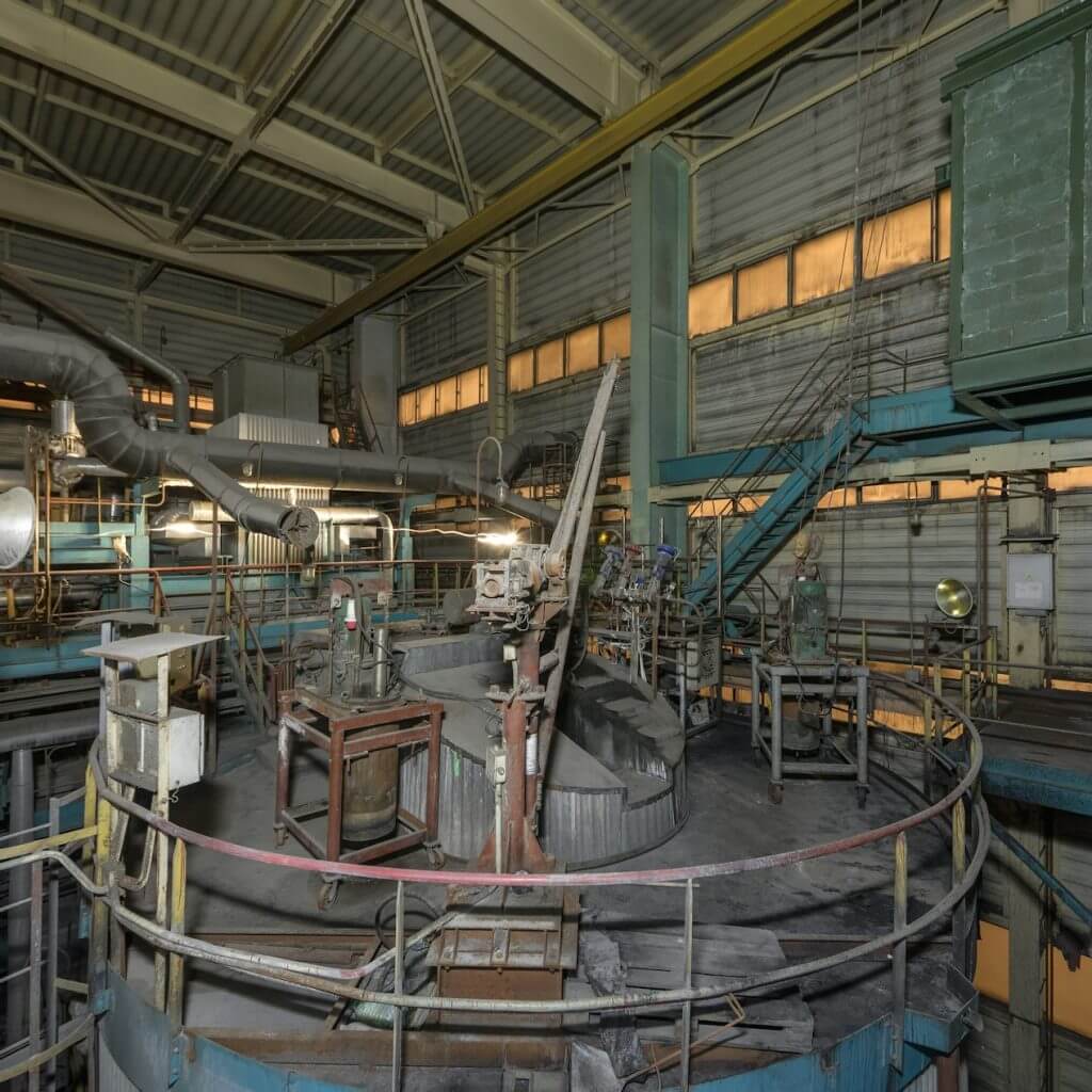 The top absorption tower inside the waste incinerator plant