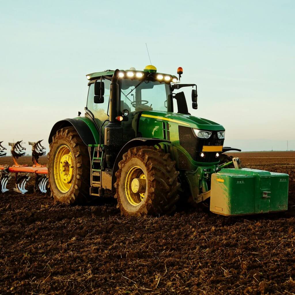 Tractor plowing the field